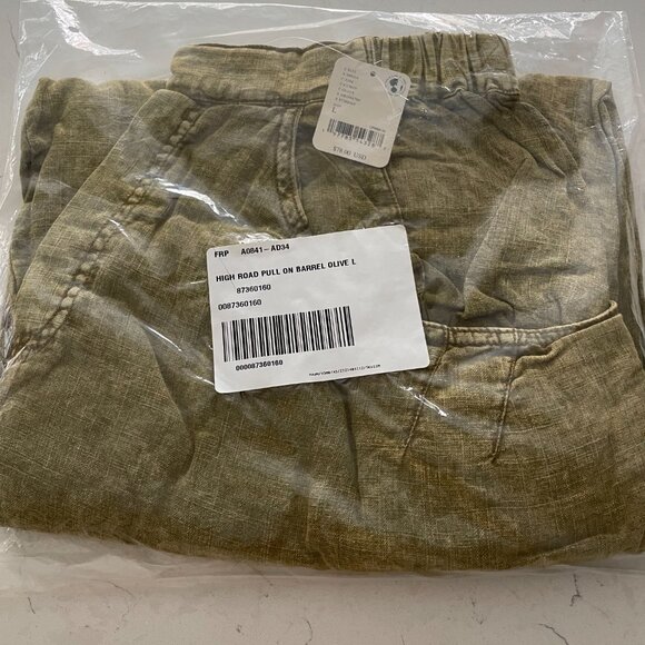 NWT FREE PEOPLE High Road Washed Pull-On Barrel Pants | Cumin MSRP $78 Size L - Picture 8 of 8